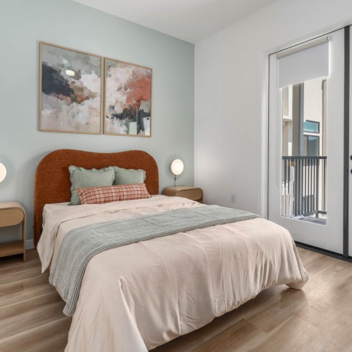 bedroom with large windows